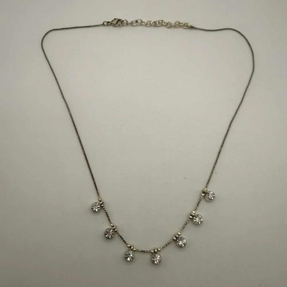Silver Tone Rhinestone Necklace 18